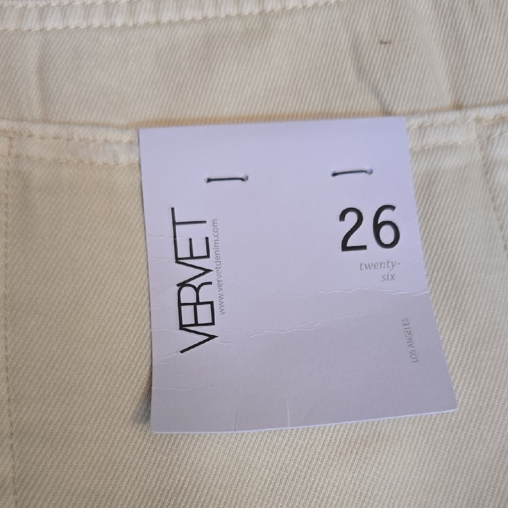 Vervet Los Angeles Distressed Wide Leg Cream Jeans, Size 26, NWT - Picture 5 of 16